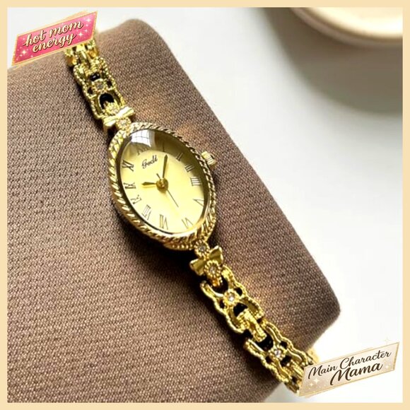 Vintage Oval Roman Dial Quartz Watch Dainty Bracelet Waterproof Dress main image 4